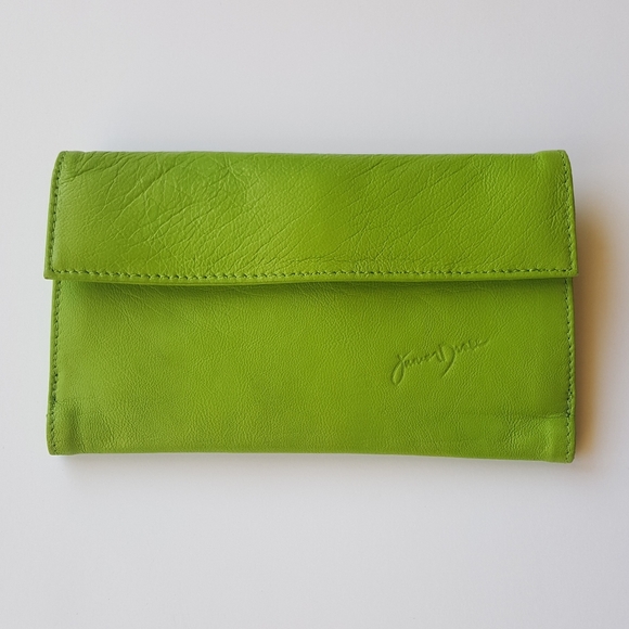 Junior Drake Handbags - Junior Drake Lime Green Leather Wallet